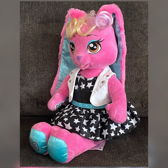 Build A Bear Honey Girls Bunny Risa Girl Rock Star Pink Plush Toy - Picture 2 of 9